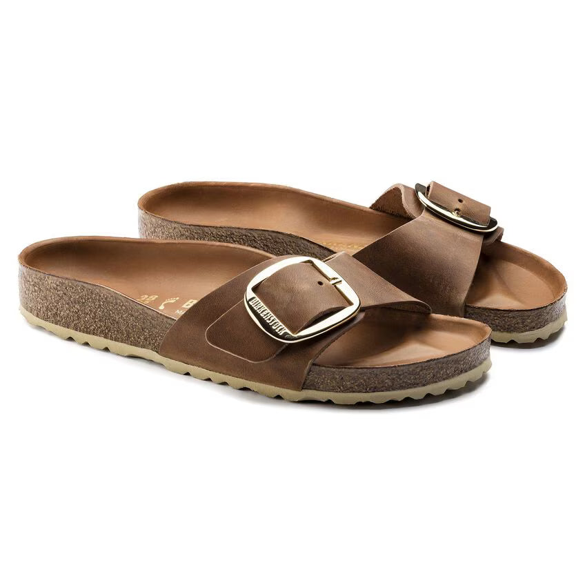 Birkenstock Women's Madrid Big Buckle Oiled Leather - Cognac
