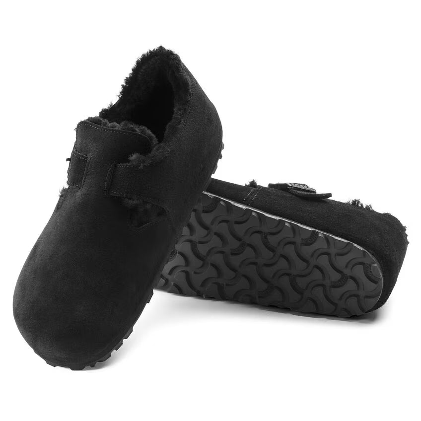 Birkenstock Women's London Shearling Suede Leather - Black