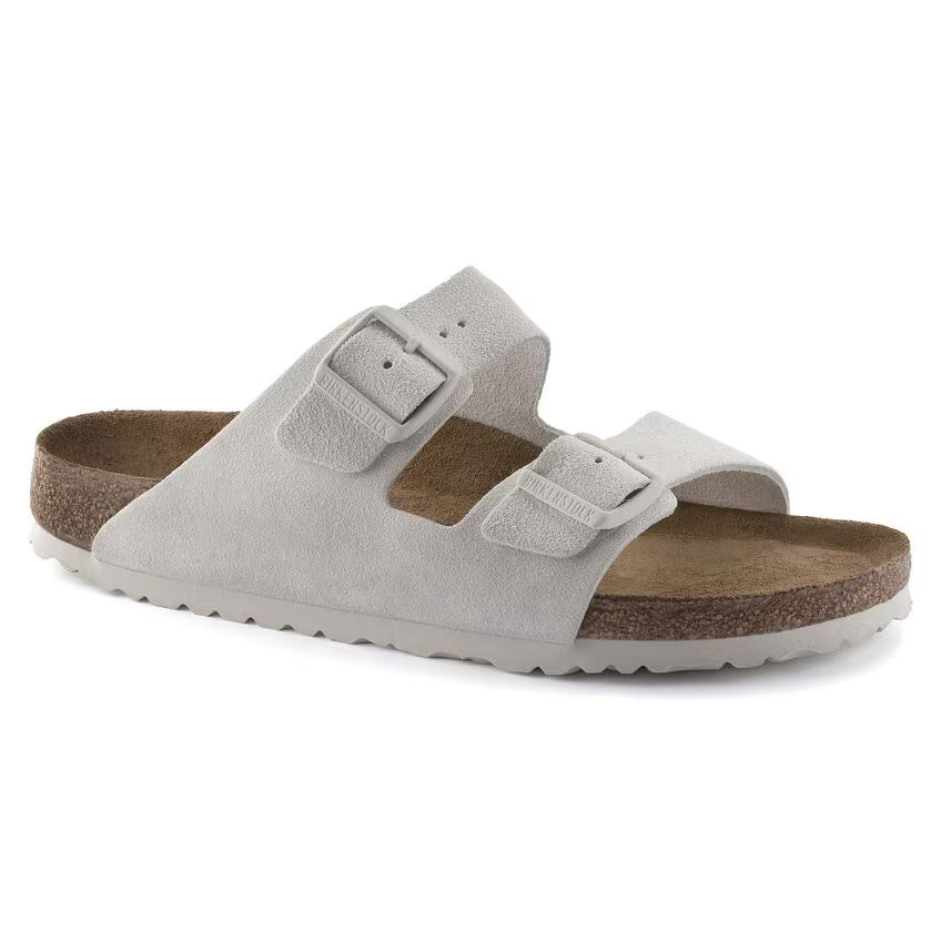 Birkenstock Women's Arizona Soft Footbed Suede Leather - Antique White