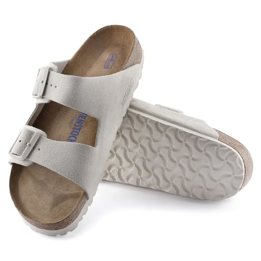 Birkenstock Women's Arizona Soft Footbed Suede Leather - Antique White
