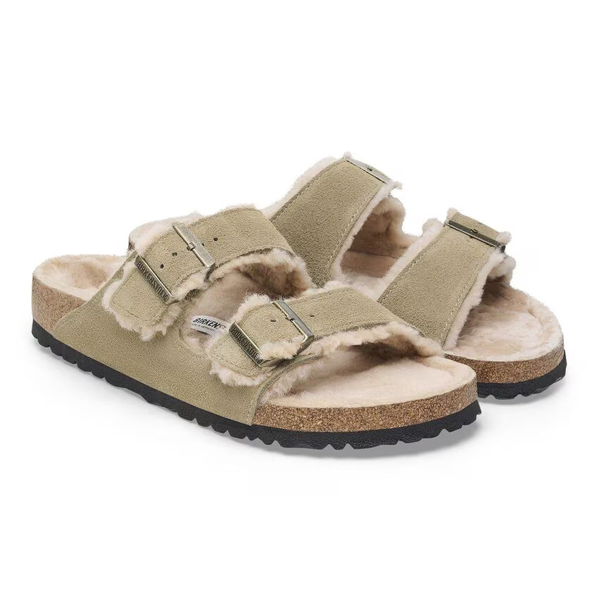 Birkenstock Women's Arizona Shearling Suede Leather - Taupe