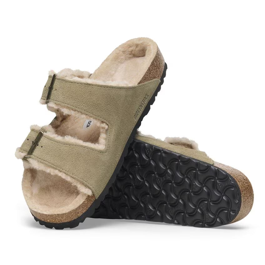 Birkenstock Women's Arizona Shearling Suede Leather - Taupe