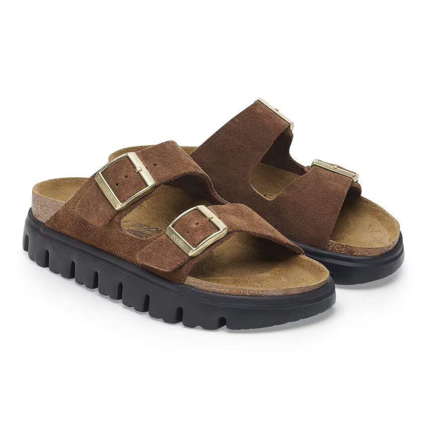Birkenstock Women's Arizona Chunky Suede Leather - Dark Tea/ Black