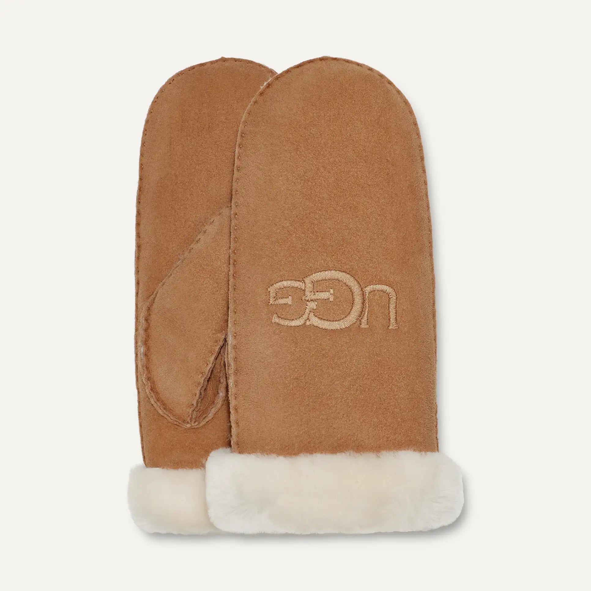 UGG Women's Sheepskin Embroidered Mitten | Chestnut
