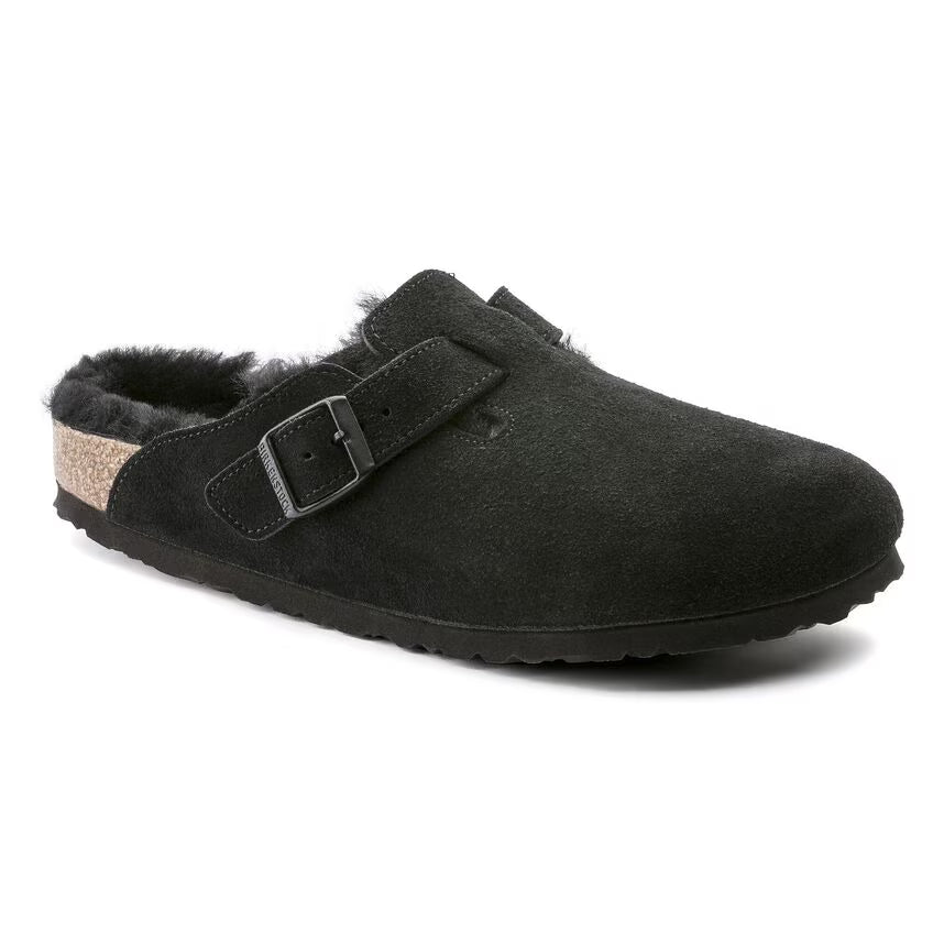 Birkenstock Women's Boston Shearling Suede Leather - Black