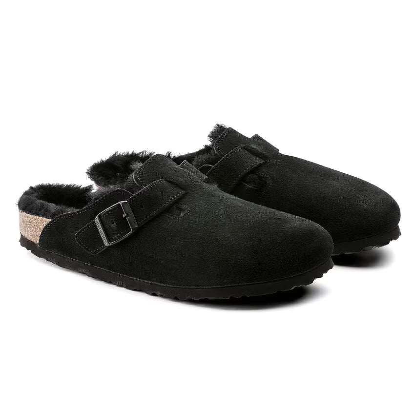 Birkenstock Women's Boston Shearling Suede Leather - Black