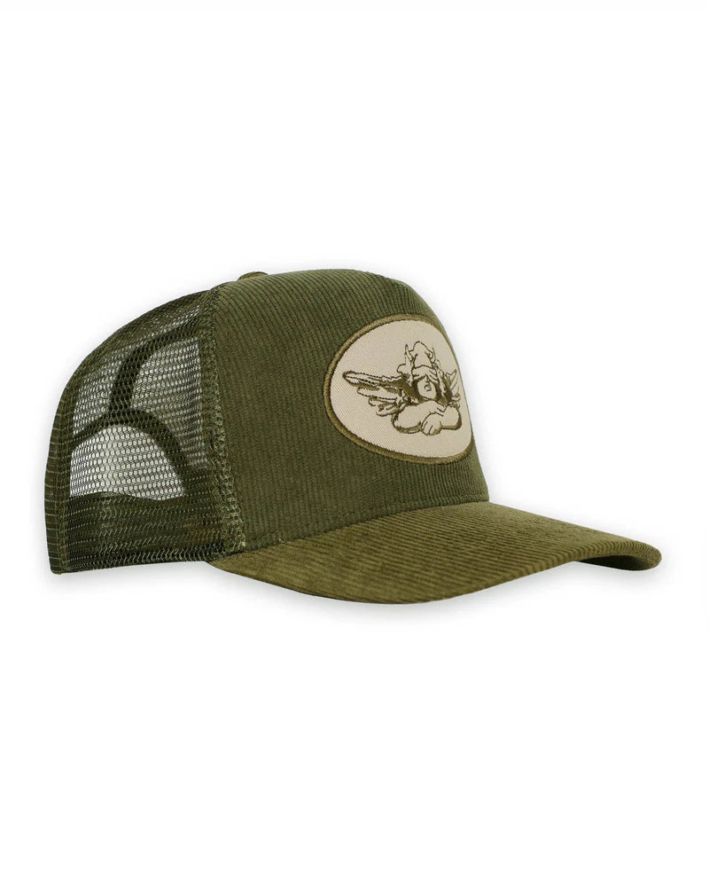 Boys Lie Women's Olive Corduroy Trucker Hat - Green