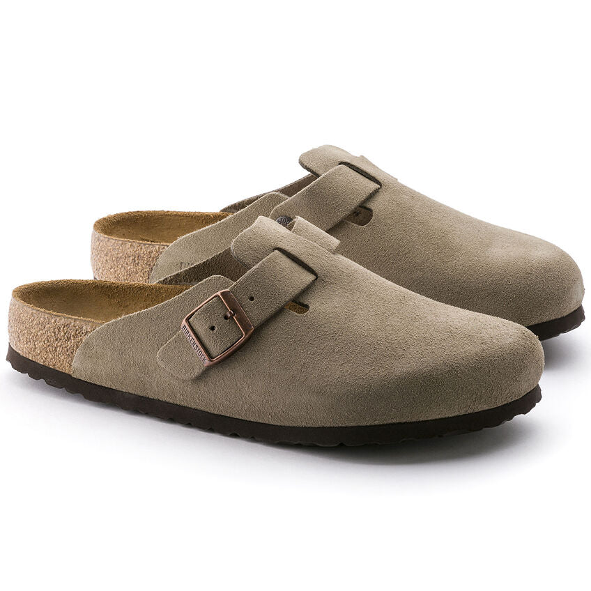 Birkenstock Men's Boston Soft Footbed Suede Leather - Taupe