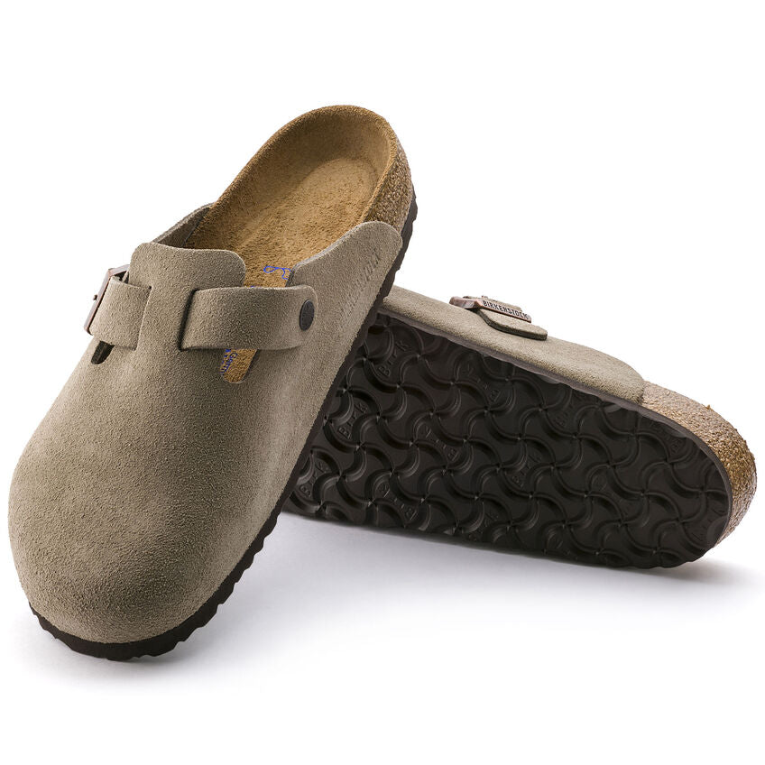 Birkenstock Men's Boston Soft Footbed Suede Leather - Taupe