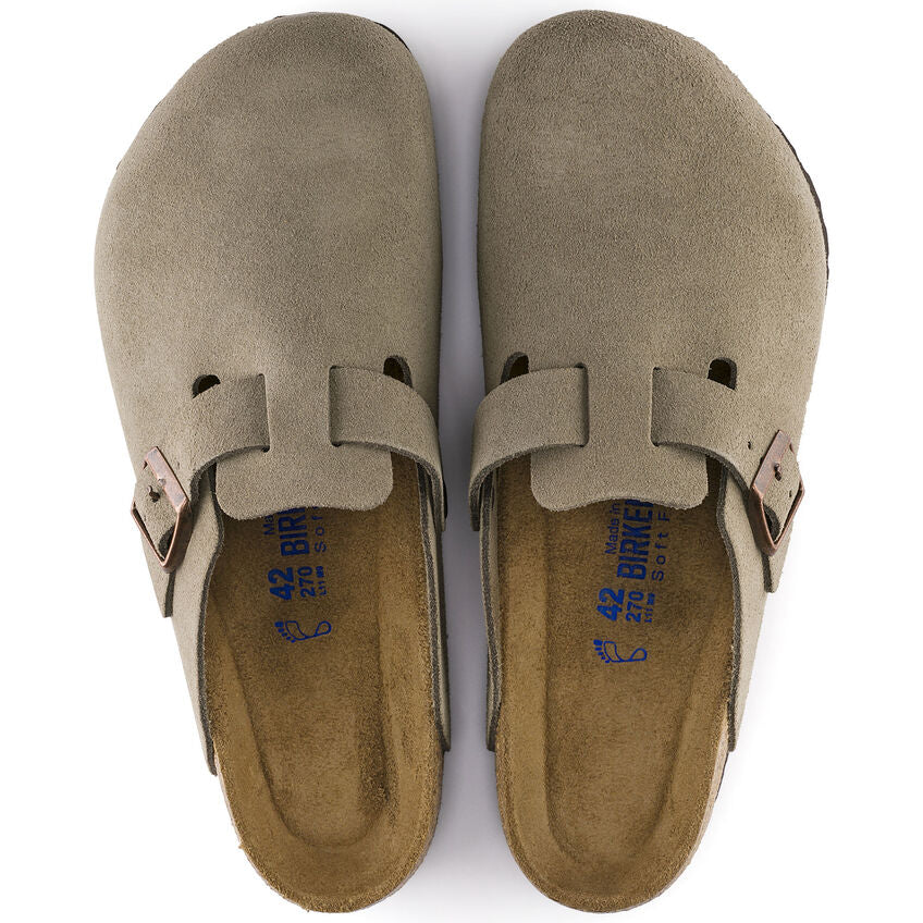 Birkenstock Men's Boston Soft Footbed Suede Leather - Taupe