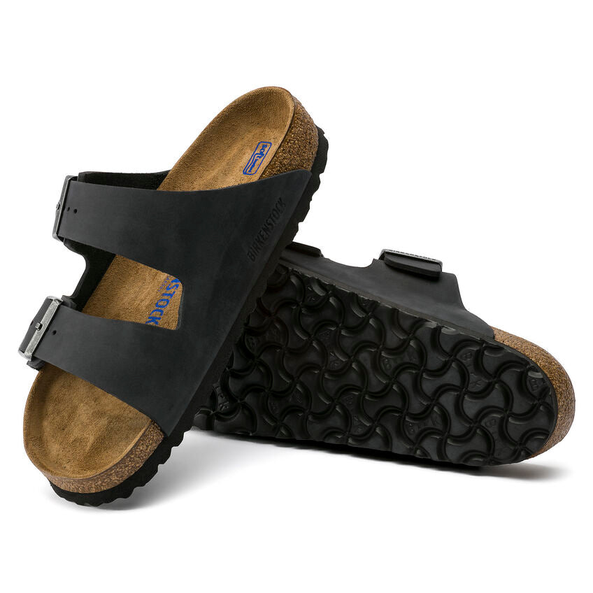 Birkenstock Men's Arizona Soft Footbed Suede Leather Oiled Leather - Black