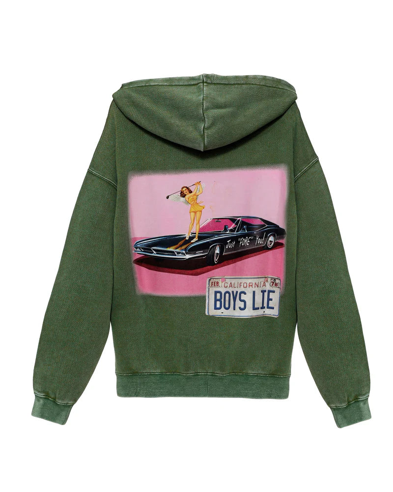 Boys Lie Women's Just Fore You Racer Hoodie - Green