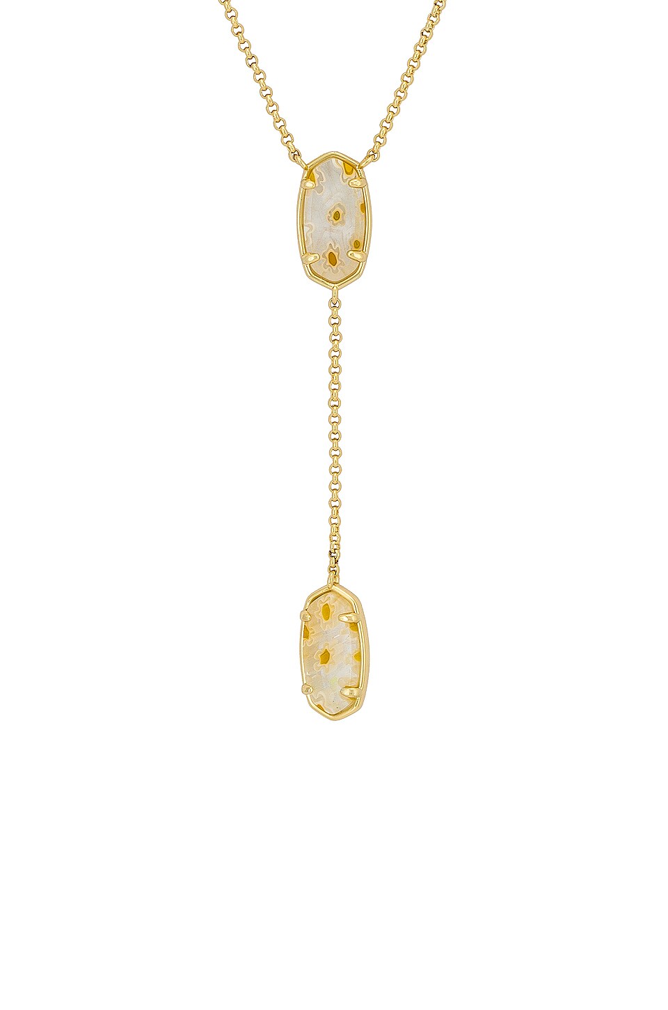 Kendra Scott Framed Elisa Y Necklace in Gold - White Mosaic Glass