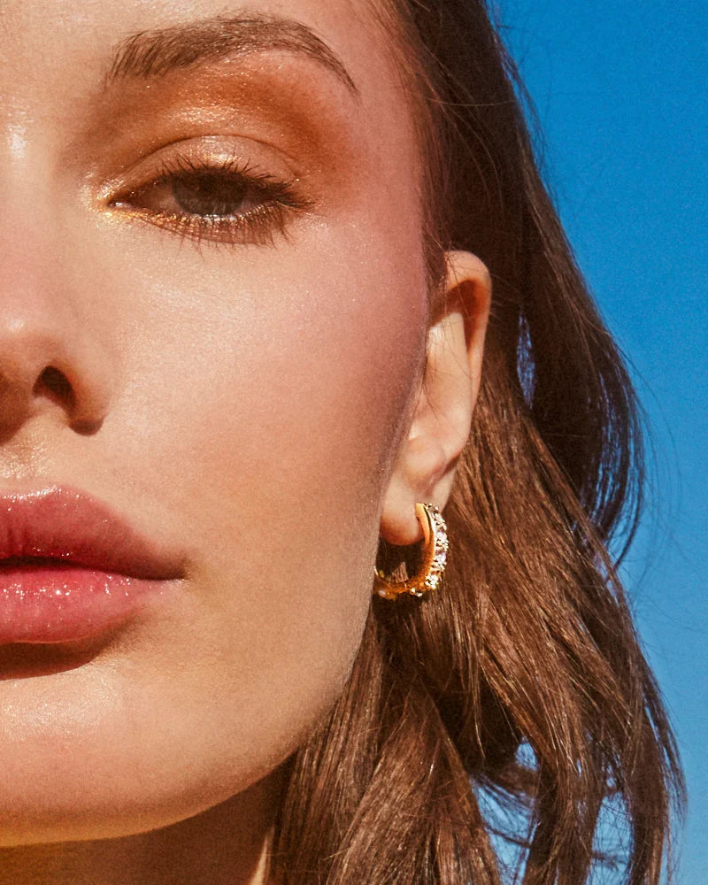 Kendra Scott Chandler Gold Huggie Earrings White Opalite Mix