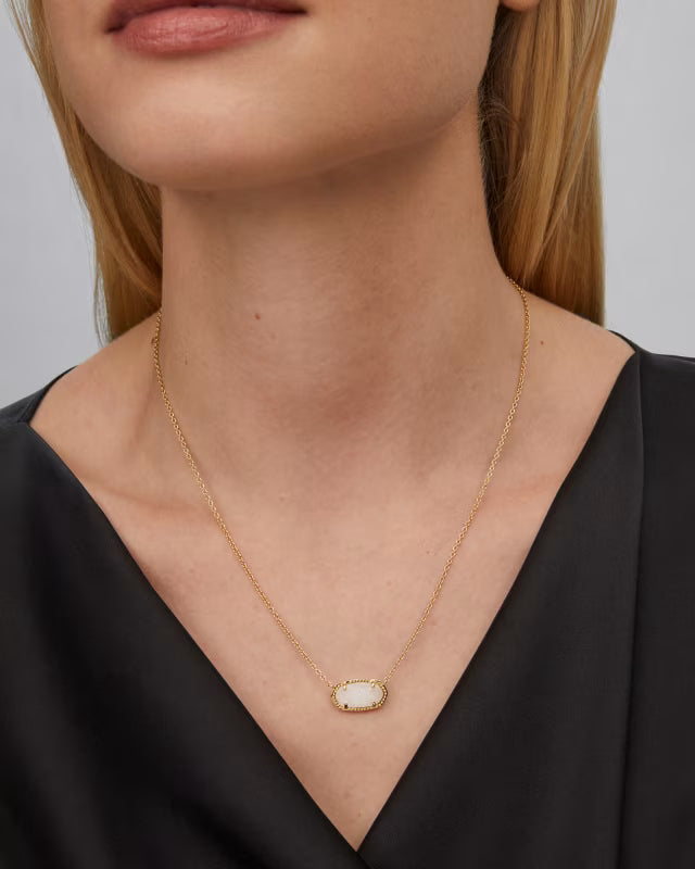 Kendra Scott Elisa Pendant Necklace in Gold - Iridescent Drusy