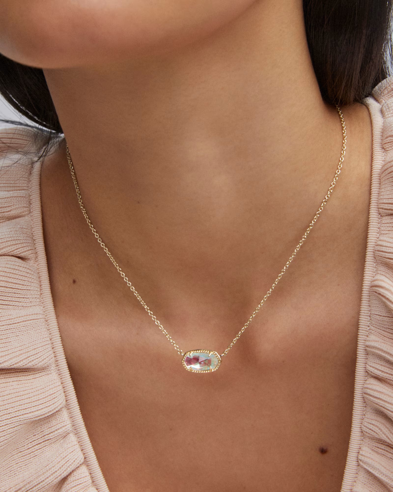 Kendra Scott Elisa Pendant Necklace in Gold - Dichroic Glass