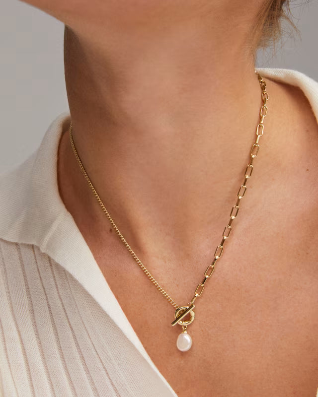 Kendra Scott Leighton Convertible Pearl Chain Necklace in Gold - Gold