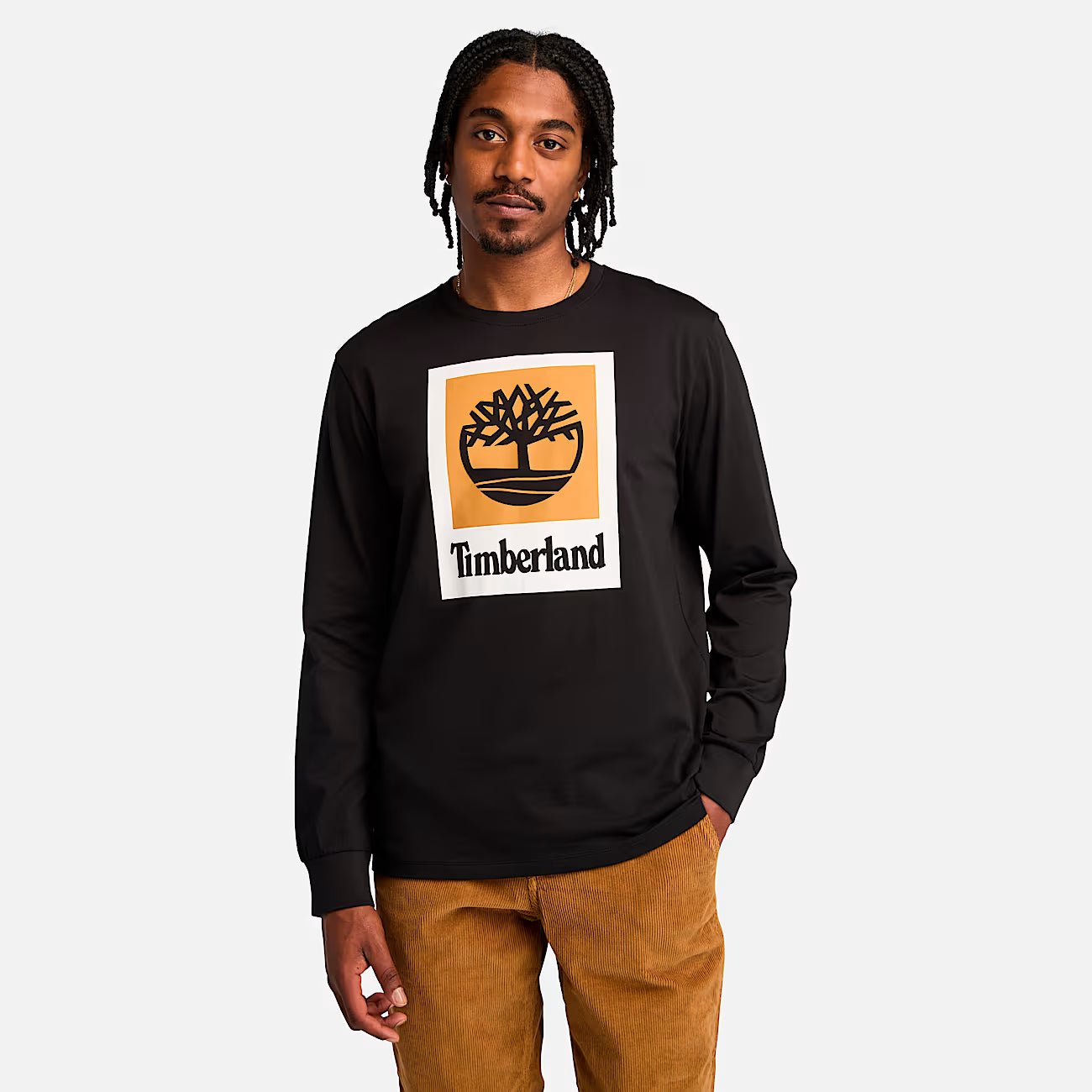 Timberland Men's Stack Logo Colored Long Sleeve T-Shirt