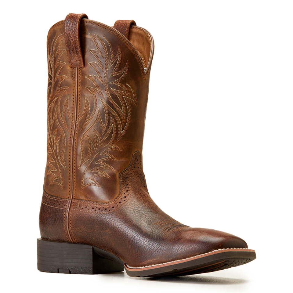 Ariat Men's Sport Wide Square Toe Cowboy Boot - Fiddle Brown