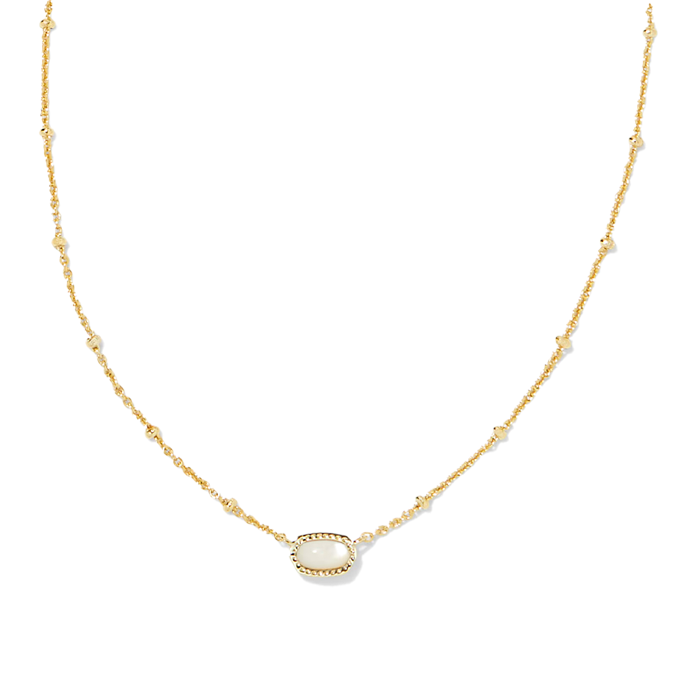 Kendra Scott Mini Elisa Satellite Short Pendant Necklace in Gold - Ivory Mother-of-Pearl
