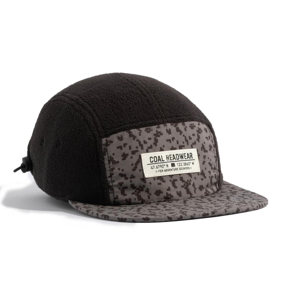 Coal The Bridger Fleece 5 Panel Cap | Black Grid Camo