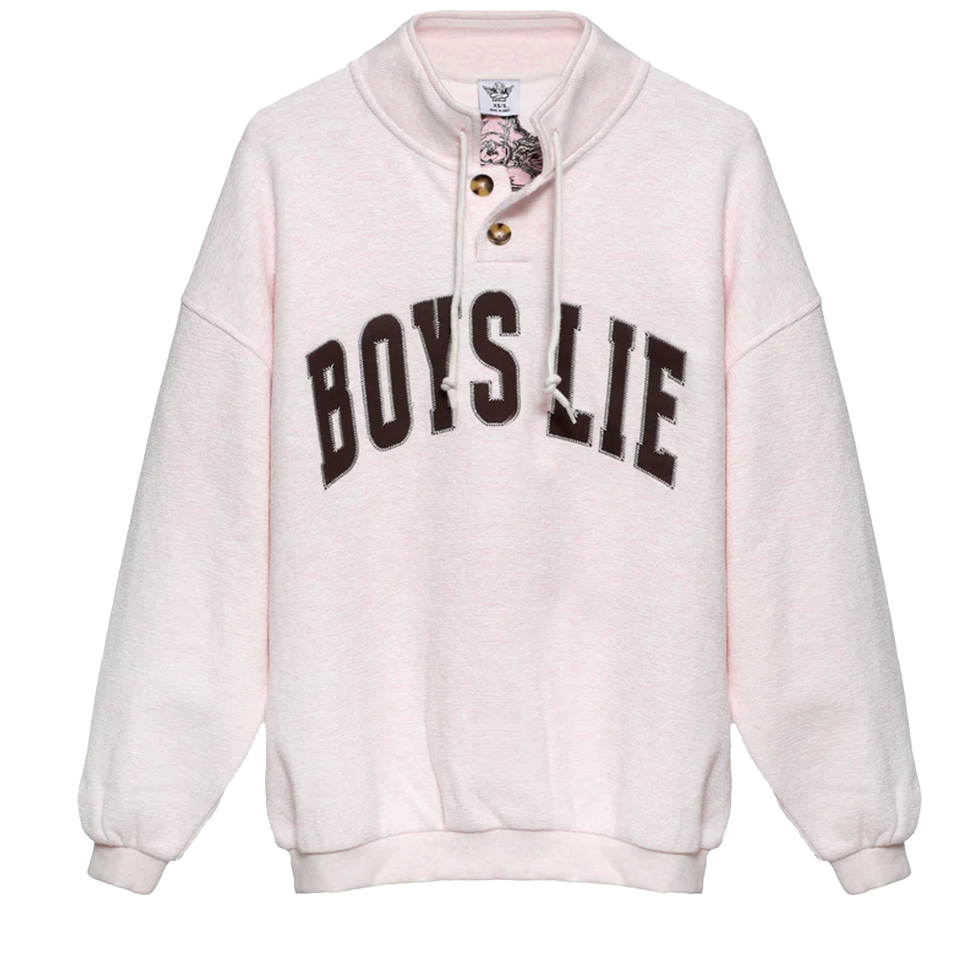 Boys Lie Women's Smoke And Mirrors Henley Crewneck - Pink Heather
