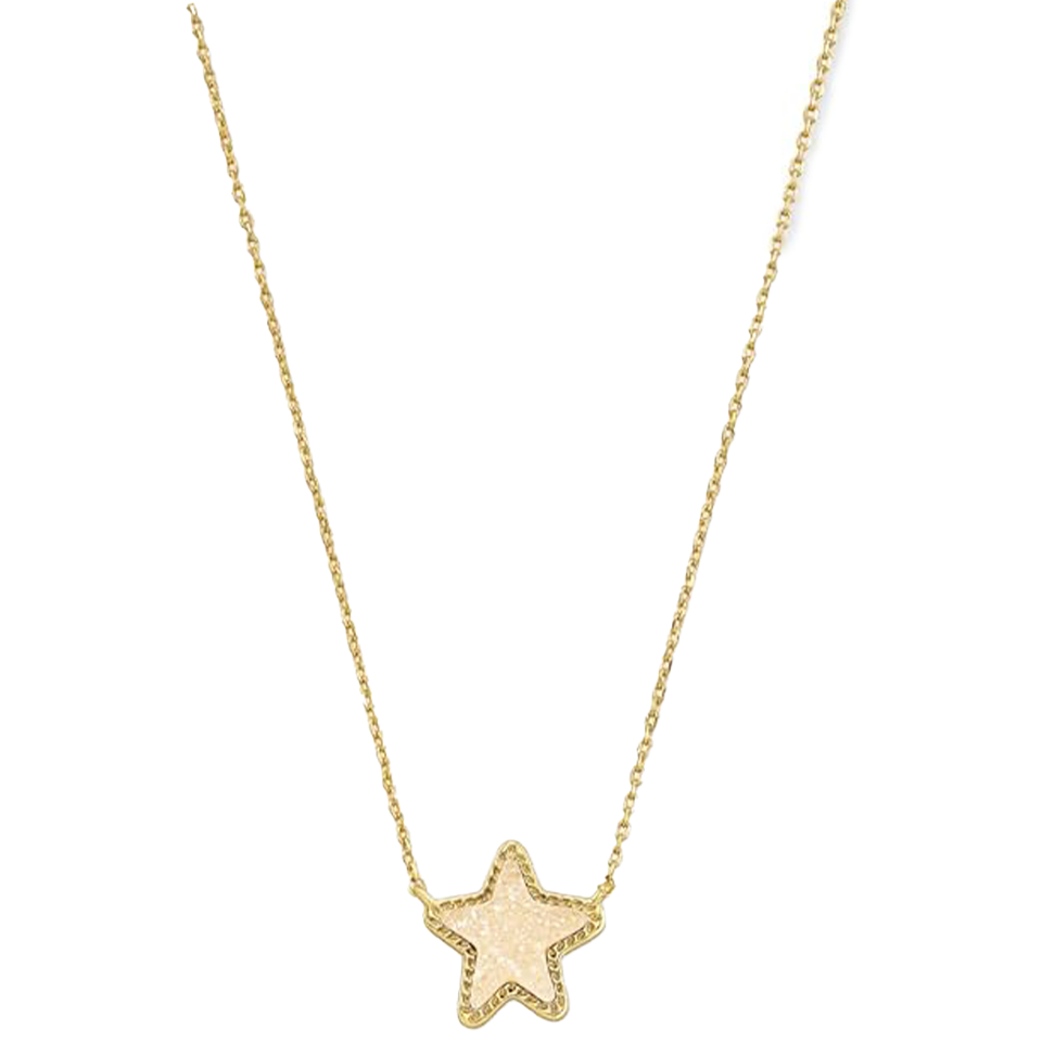 Kendra Scott Jae Star Short Pendant Necklace in Gold - Iridescent Drusy
