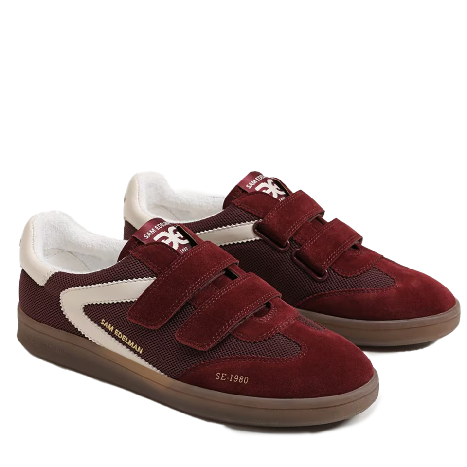 Sam Edelman Women's Talia Velcro Sneaker | French Burgundy Mesh/Suede