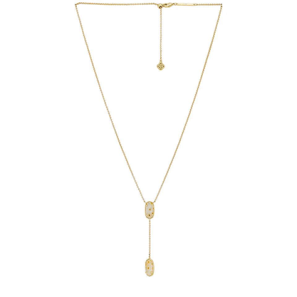 Kendra Scott Framed Elisa Y Necklace in Gold - White Mosaic Glass