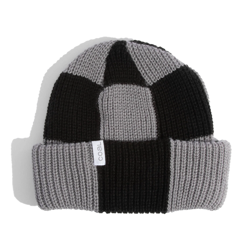 Coal The Frena Baggy Thick Knit Cuff Beanie | Mid Grey Check