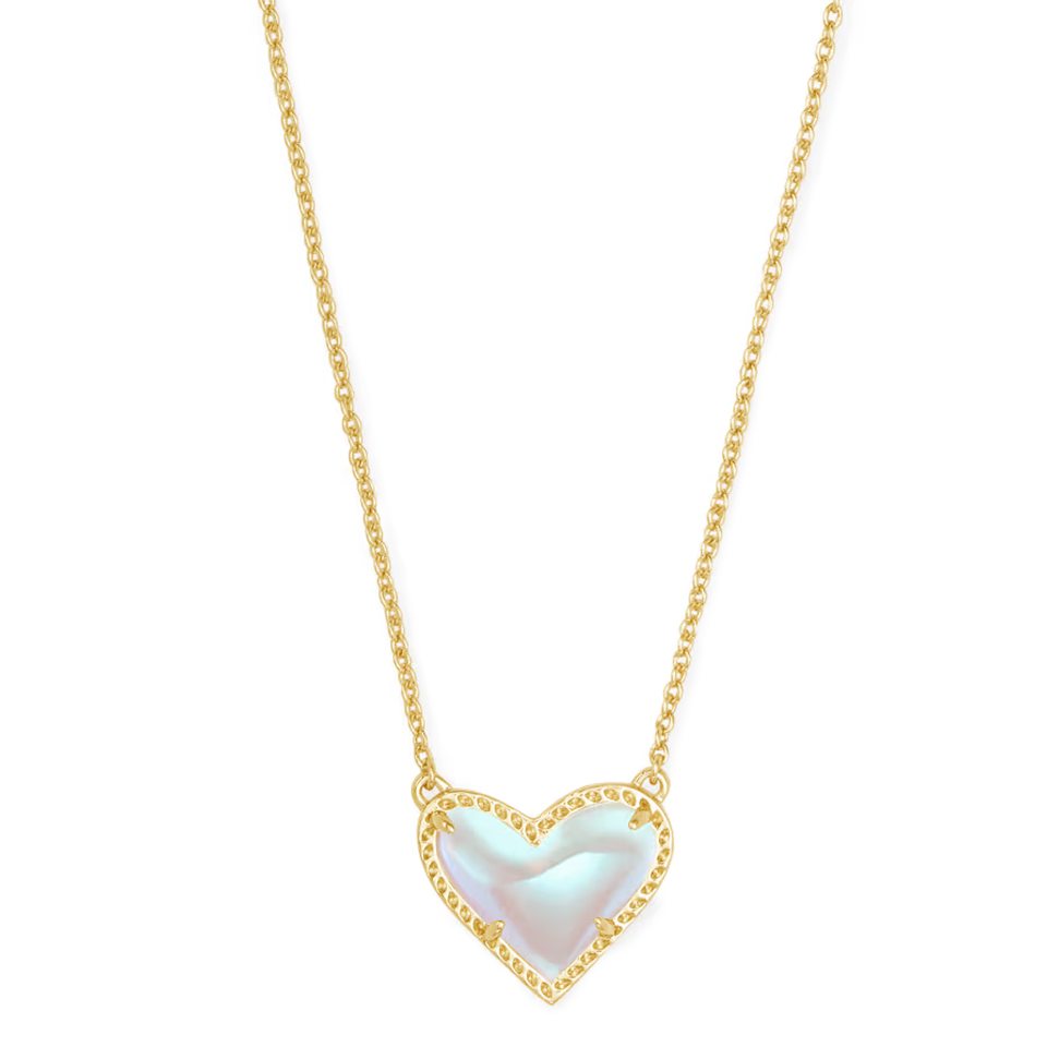 Kendra Scott Ari Heart Pendant Necklace in Gold - Dichroic Glass
