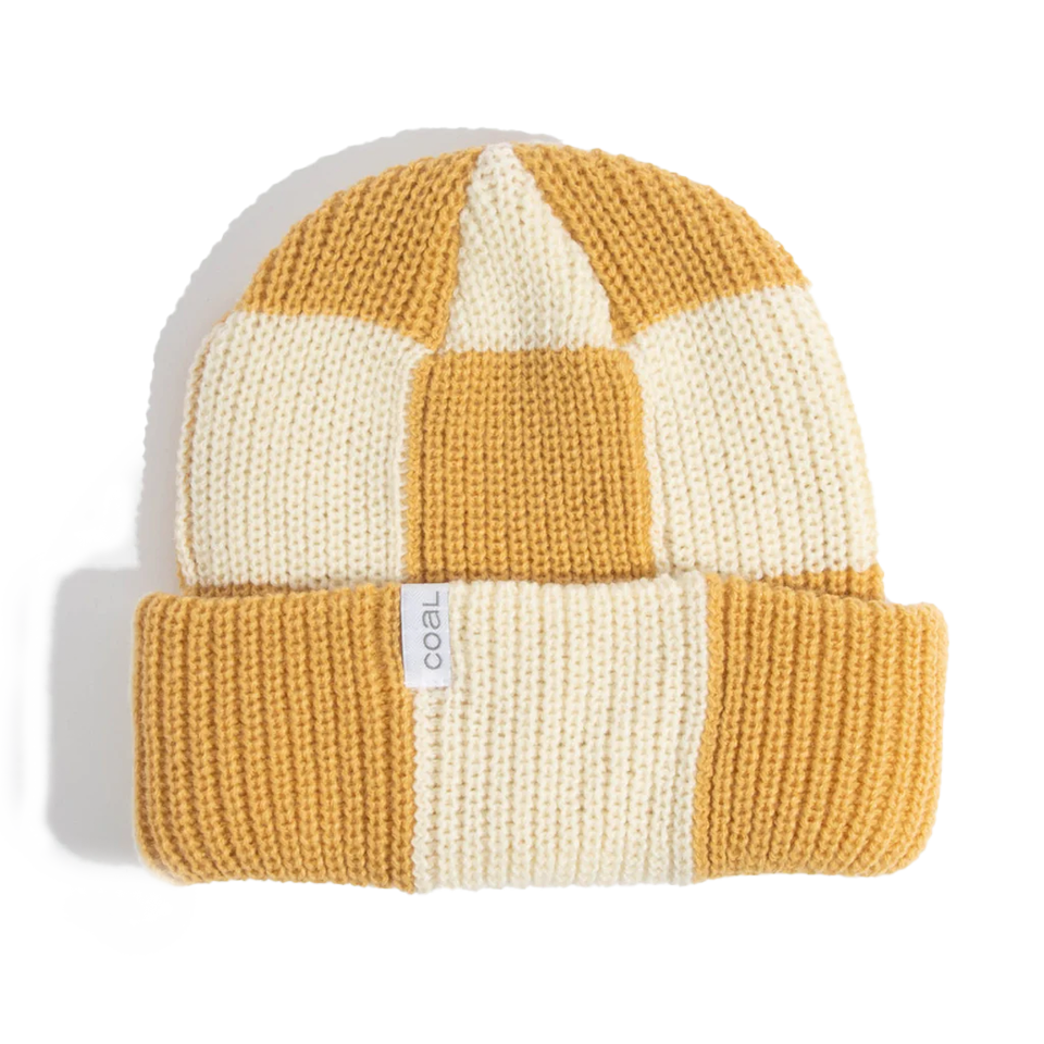Coal The Frena Baggy Thick Knit Cuff Beanie | Khaki Check