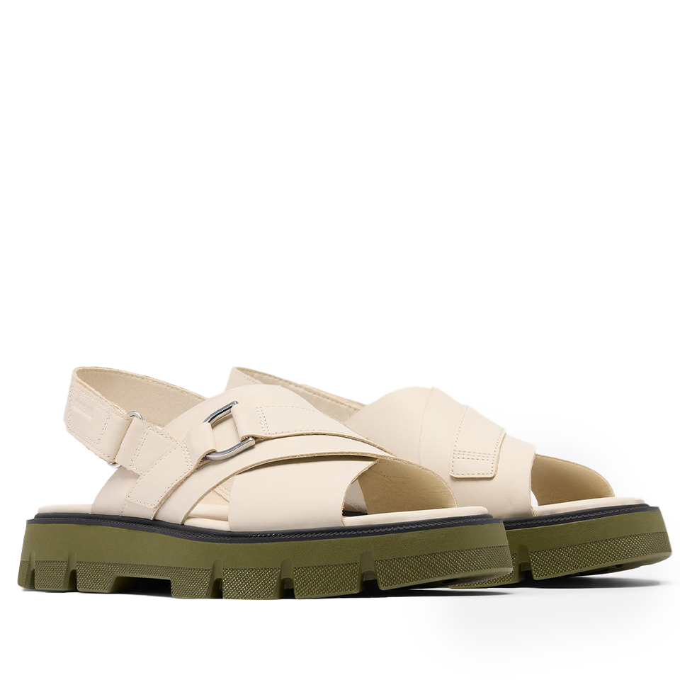 Sorel Women's Rein CB Crisscross Sandal | Chalk / Utility Green