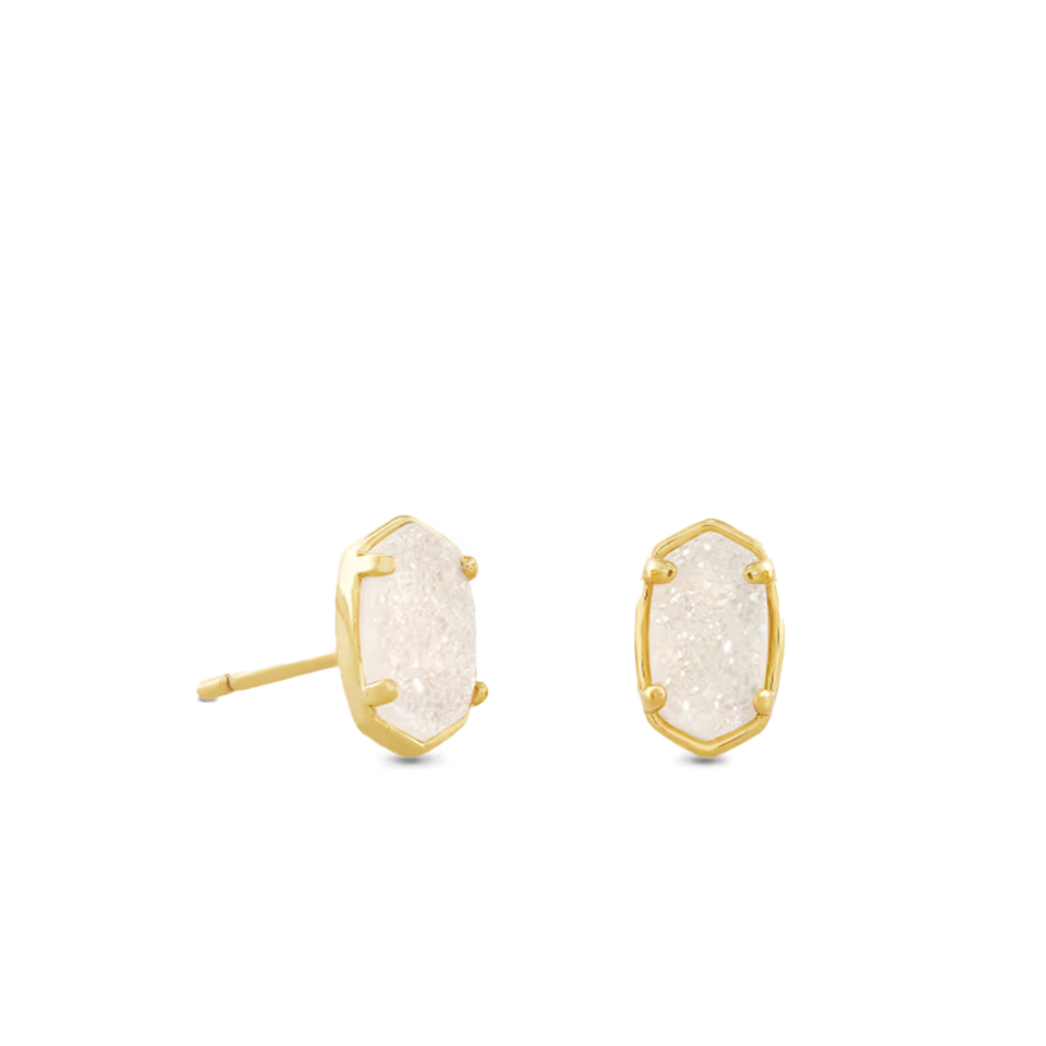 Kendra Scott Emilie Stud Earrings in Gold -  Iridescent Drusy