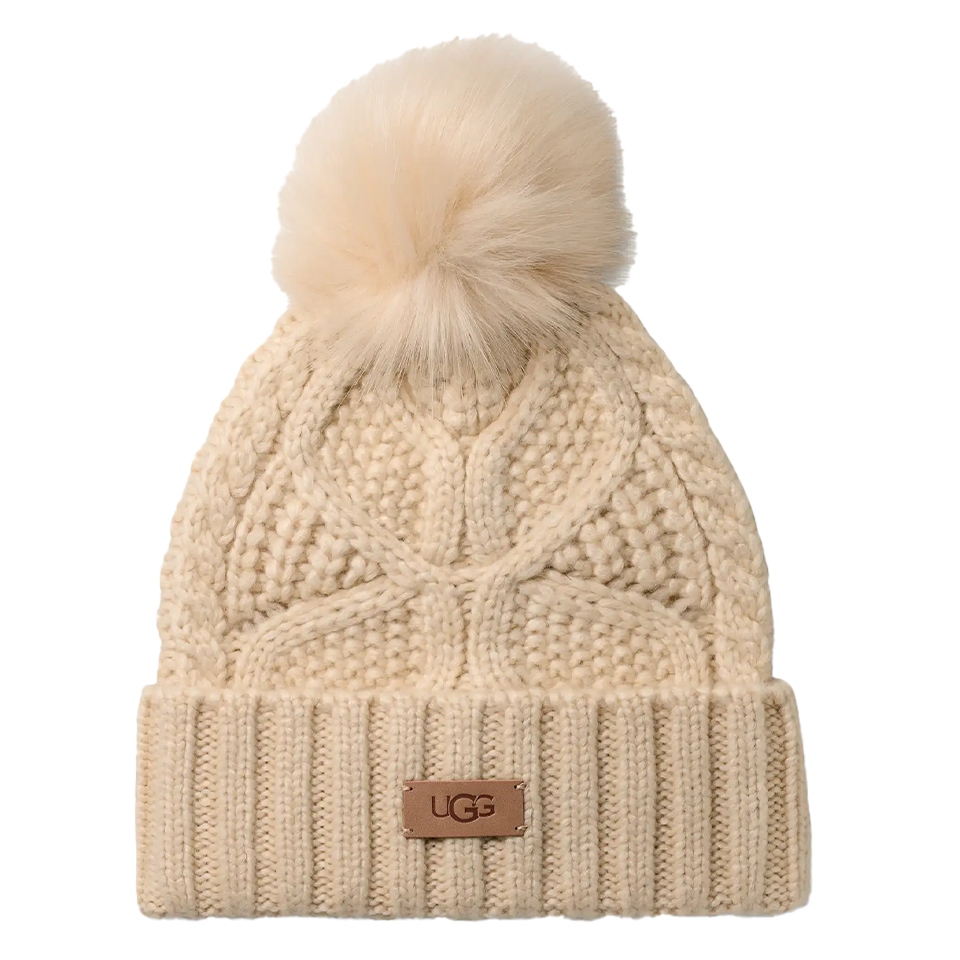 UGG Women's Cable Beanie With Pom | Cream