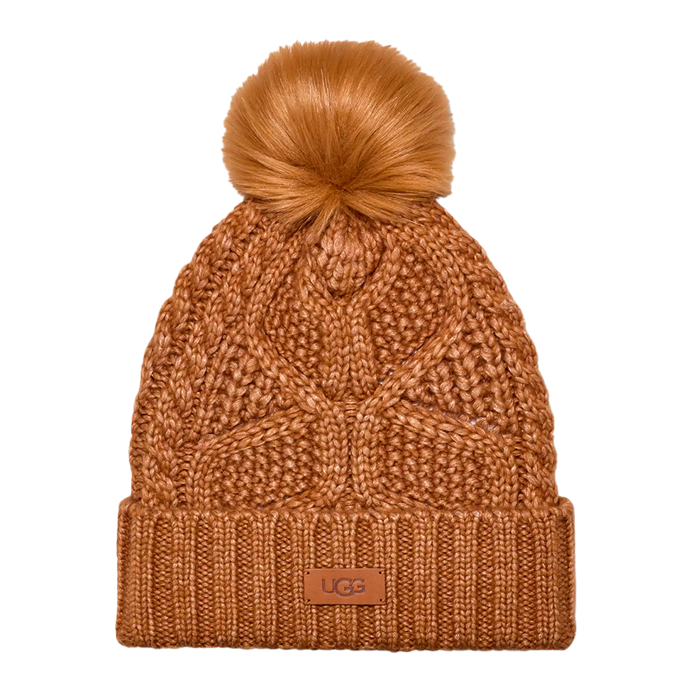 UGG Women's Cable Beanie With Pom | Chestnut