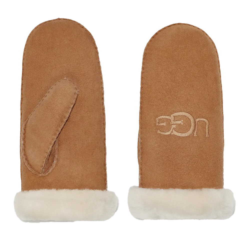 UGG Women's Sheepskin Embroidered Mitten | Chestnut