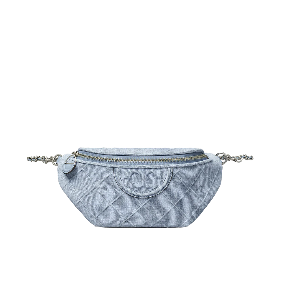 Tory Burch Women's Fleming Soft Denim-Print Suede Belt Bag