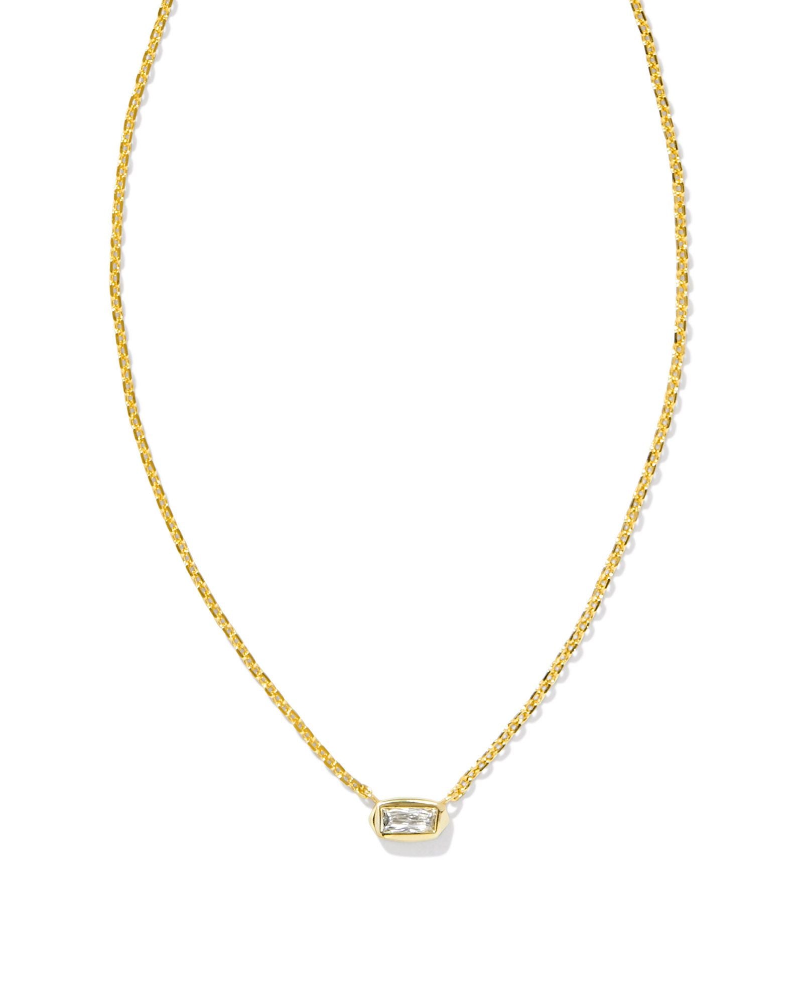 Kendra Scott Fern Crystal Short Pendant Necklace - Gold / White Crystal