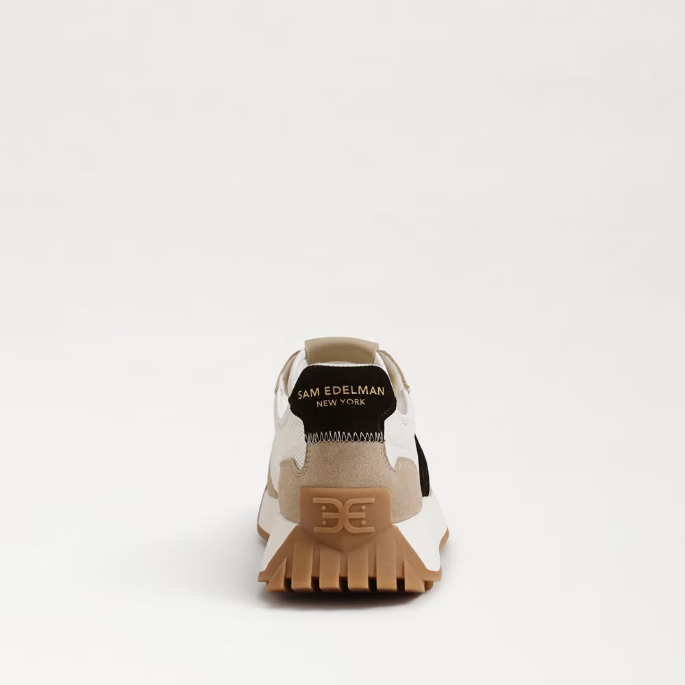 Sam Edelman Women's Langley Lace Up Sneaker | White/Tan/Black Suede