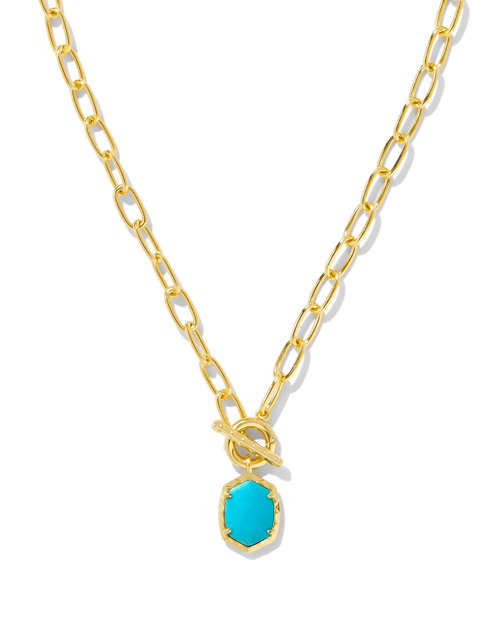 Kendra Scott Daphne Convertible Gold Link and Chain Necklace - Variegated Turquoise Magnesite