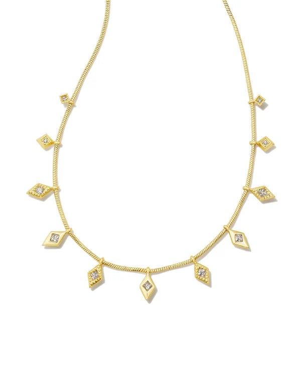 Kendra Scott Kinsley Strand Necklace in Gold - White CZ